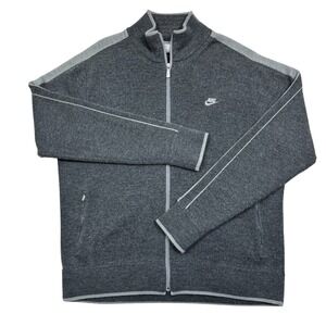 Vintage Nike Sportswear Wool Full Zip Mock Sweater Gray Mens Size XL Heavyweight